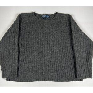 Polo Ralph Lauren Gray Lambswool Cashmere Sweater Women XL 21.5 Vintage